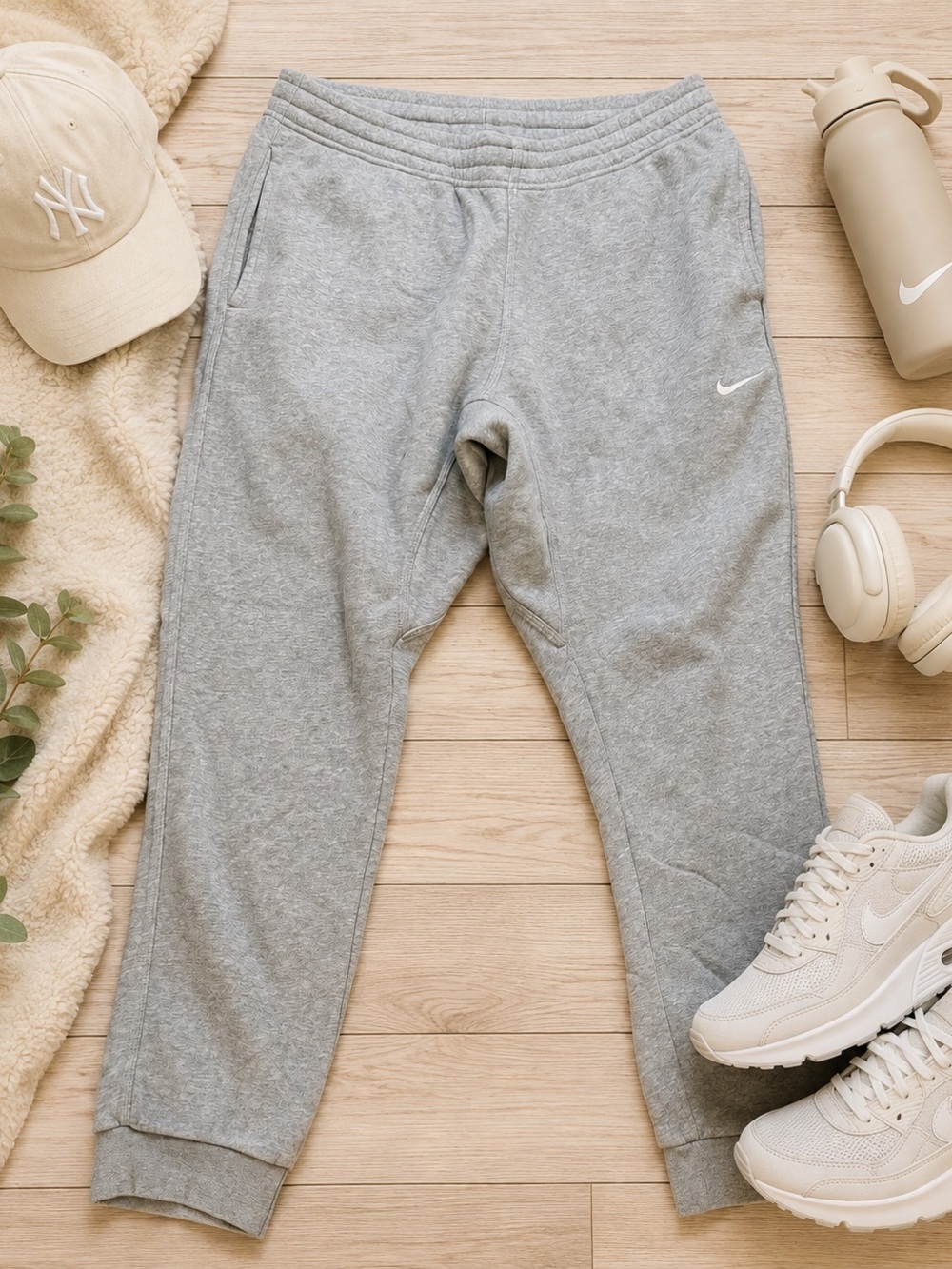 Nike Men’s XL Gray Fleece Jogger Sweatpants Swoosh Athletic Lounge Pants